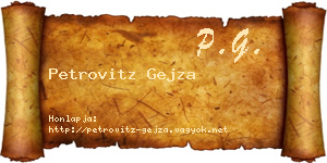 Petrovitz Gejza névjegykártya